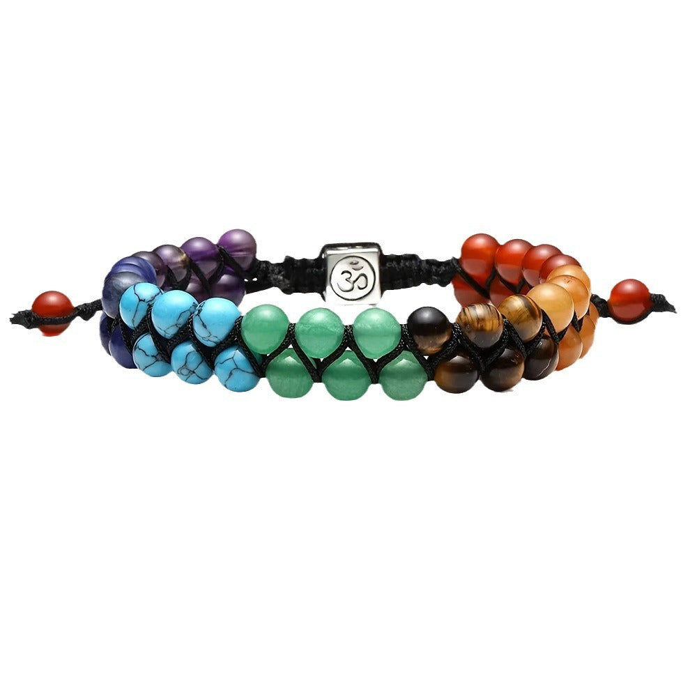 Bohemian Crystal Bracelet – Turquoise, Amethyst, Aquamarine & Red Agate Handwoven Energy