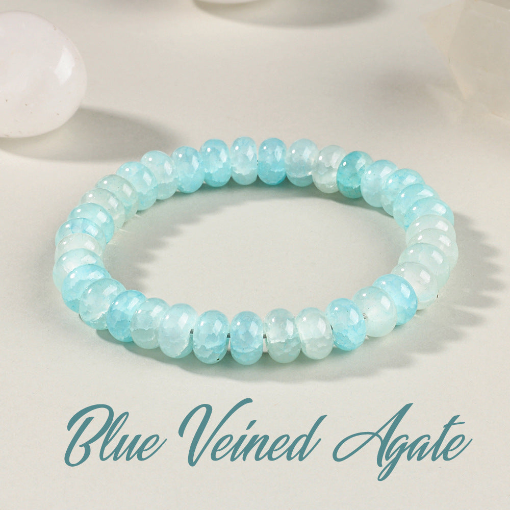Blue Chalcedony & Glass Crystal Healing Bracelet