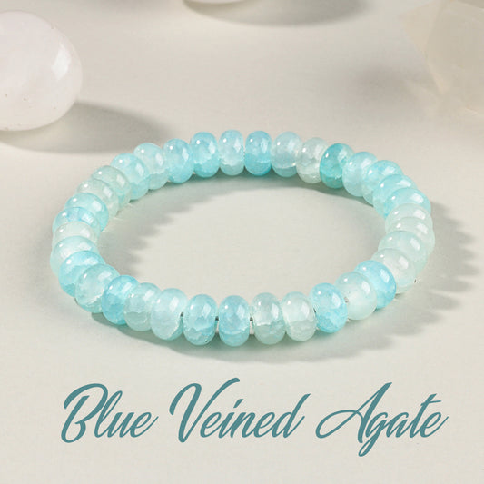 Blue Chalcedony & Glass Crystal Healing Bracelet
