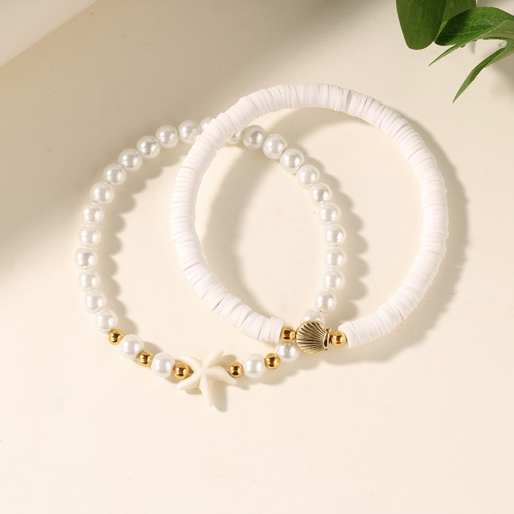 Starfish & Shell Pearl Beaded Bracelet