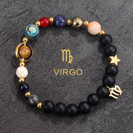 Virgo Zodiac Planet Bracelet – Handmade Natural Crystals for Clarity & Balance
