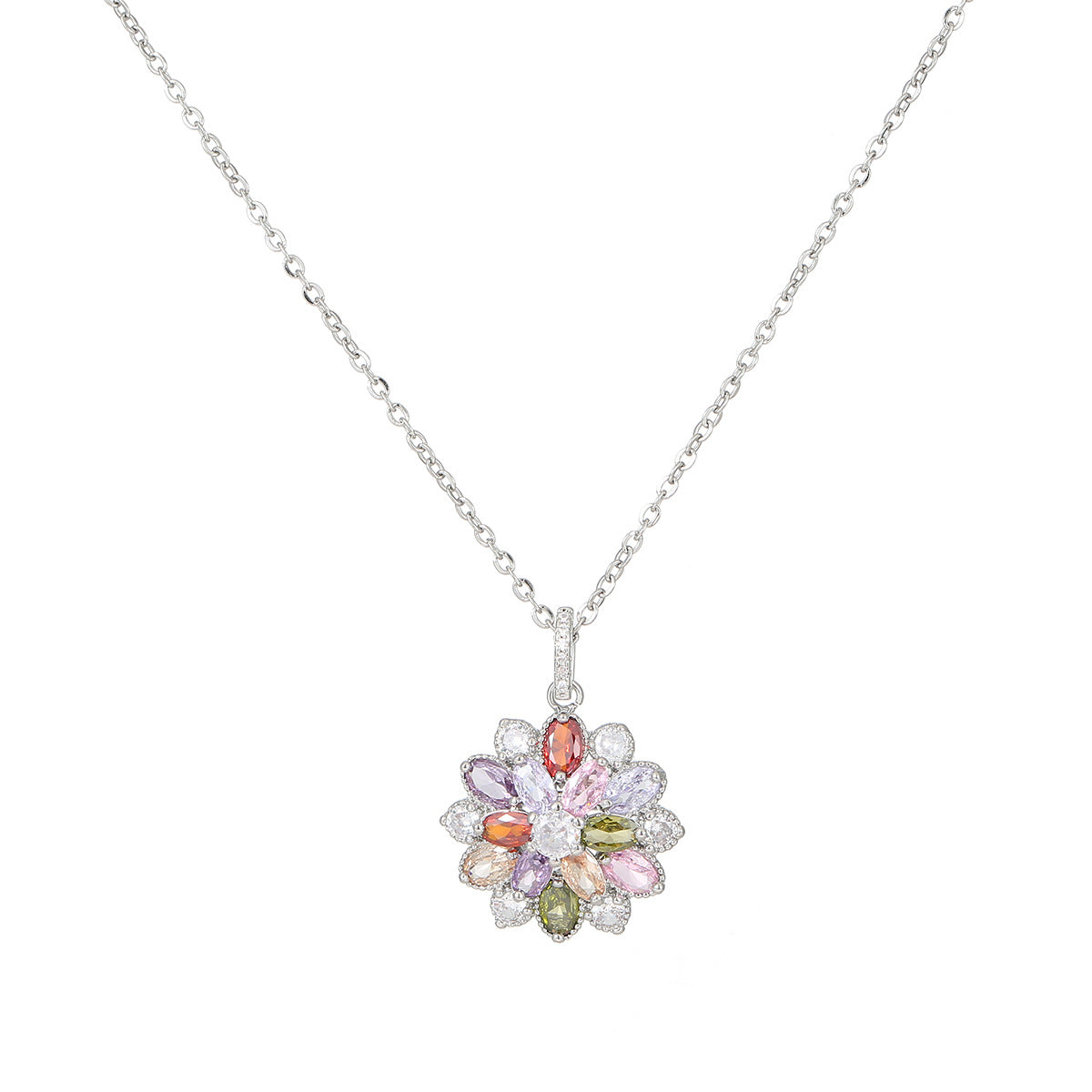 Floral Charm – Clip-On Earrings & Zircon Pendant Set (No Piercing Needed)