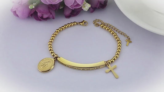 Stainless Steel Rosary Bead Bracelet