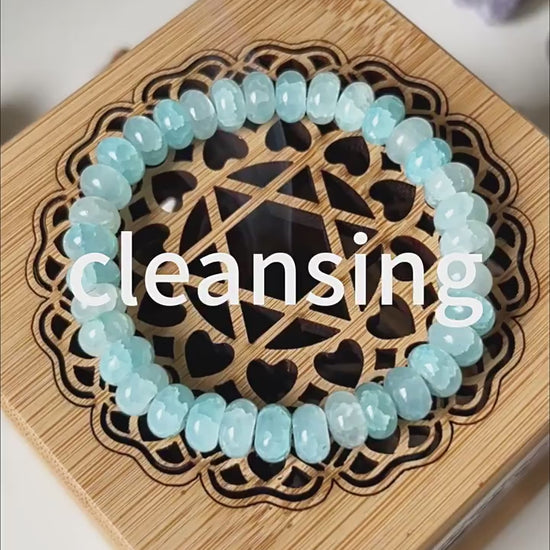 Blue Chalcedony & Glass Crystal Healing Bracelet
