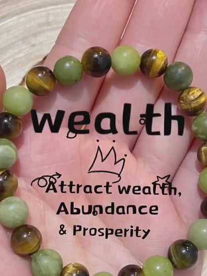 Tiger Eye & Green Jade Energy Bracelet