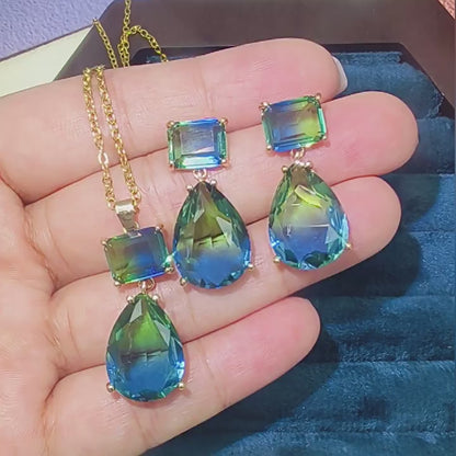 Tourmaline Gradient Earring & Pendant Jewelry Set