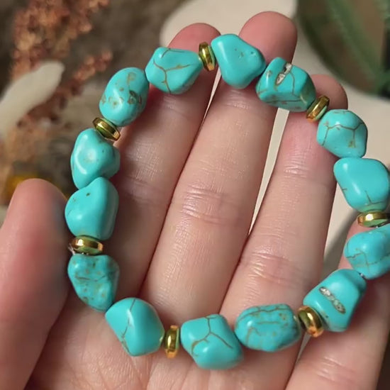 Geometric Turquoise Healing Stone Bangle