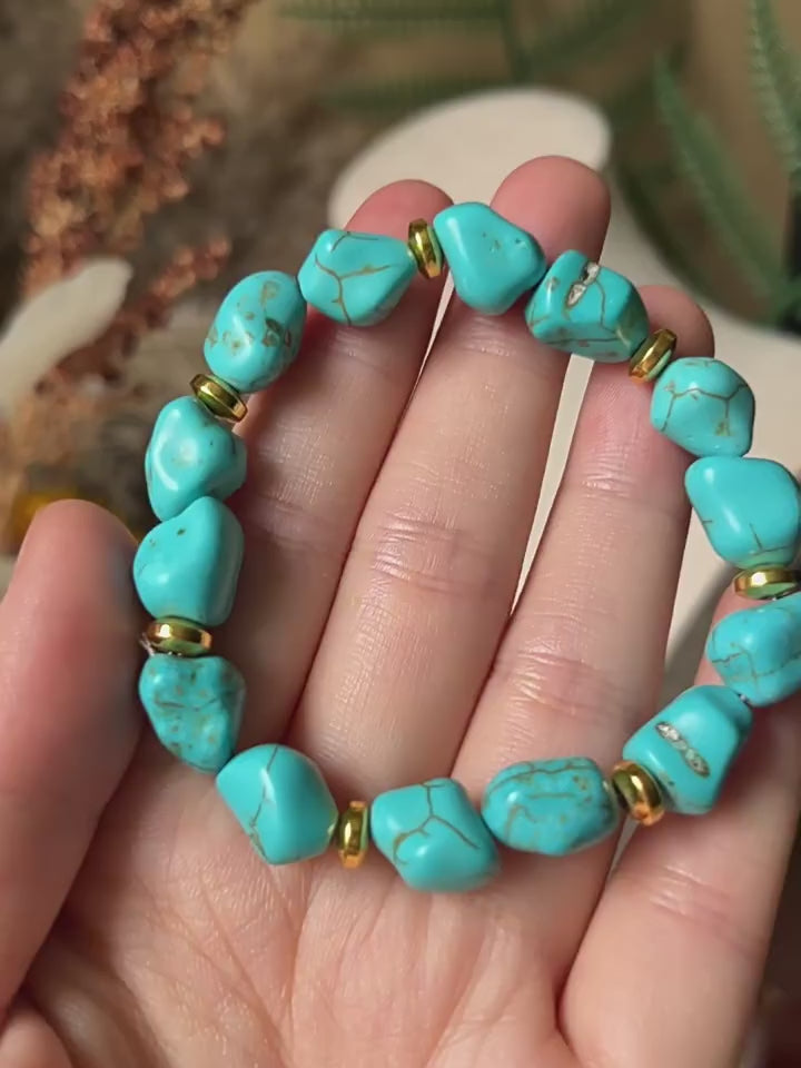 Geometric Turquoise Healing Stone Bangle