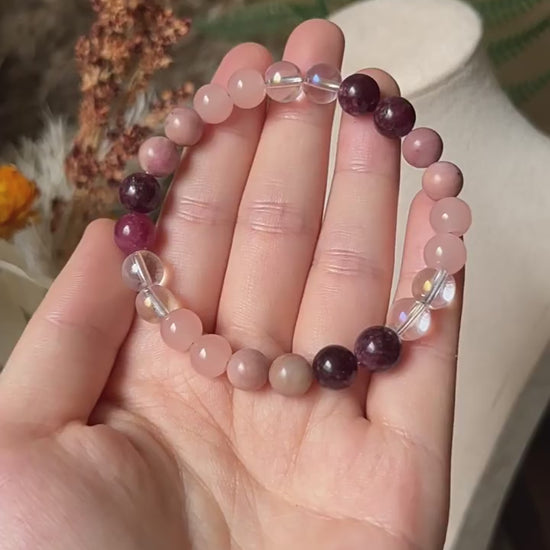 Natural Garnet & Clear Quartz Abundance Bracelet 
