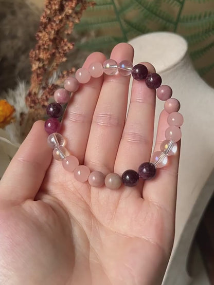 Natural Garnet & Clear Quartz Abundance Bracelet 