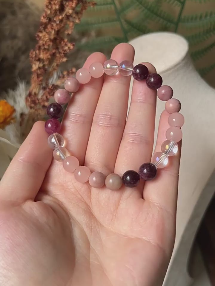 Natural Garnet & Clear Quartz Abundance Bracelet 