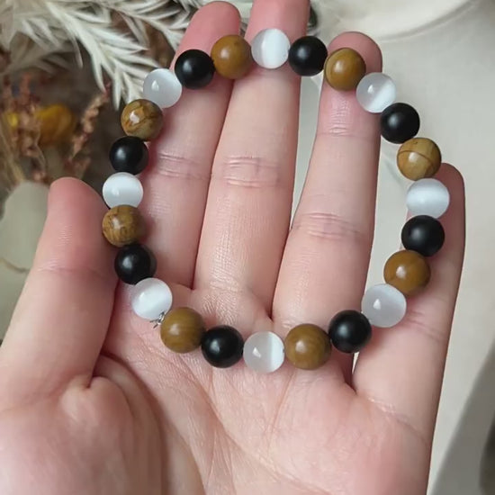 Golden Cat’s Eye Wood Grain Bracelet