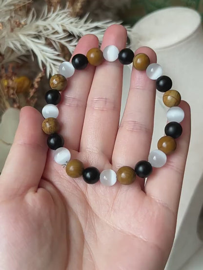Golden Cat’s Eye Wood Grain Bracelet