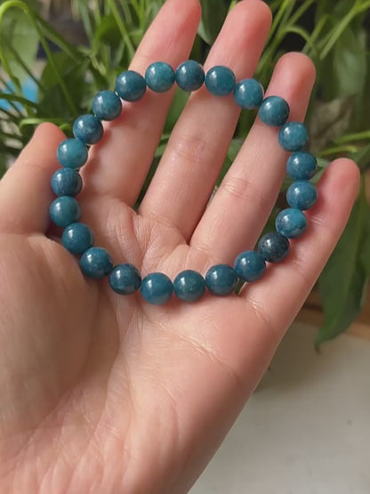 Blue Apatite Crystal Bracelet · Natural Healing Beads for Clarity & Calm